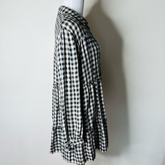 Zara Black and Tan Gingham Long Sleeve Mini Dress - Picture 6 of 8